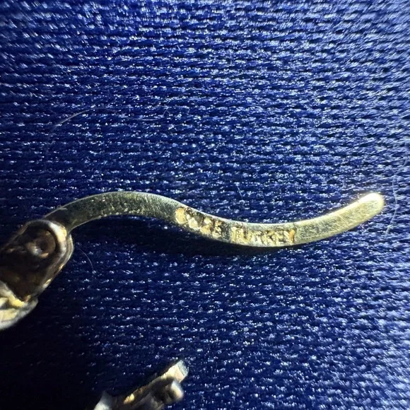 SOLD Hoop Earrings 925 Solid Sterling Silver with Gold Overlay - Picture 4 of 7